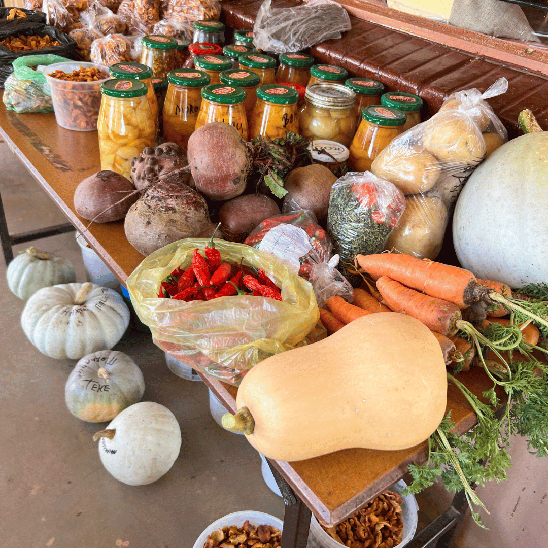 fresh produce and canned goods